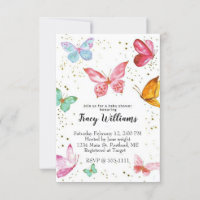 Pretty pastel butterflies baby shower invitation