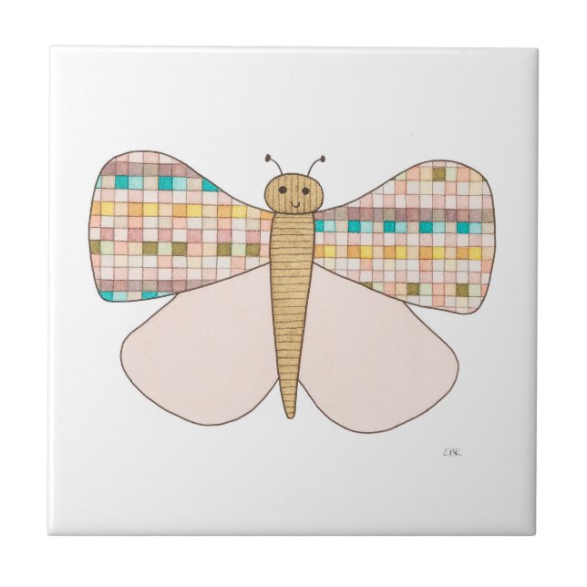 Pretty Pastel Butterfly Art Tile-Erin Brie Art Cer Tile (Front)