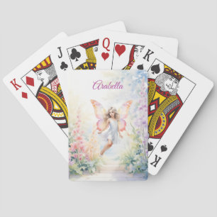 Pretty Pastel Butterfly Fairy in Flower Garden Playing Cards
