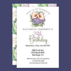 Pretty Pastel Calla Lily 25th Birthday Invitation