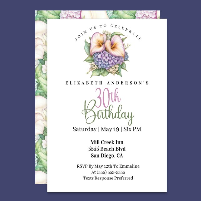 Pretty Pastel Calla Lily 30th Birthday Invitation (Creator Uploaded)