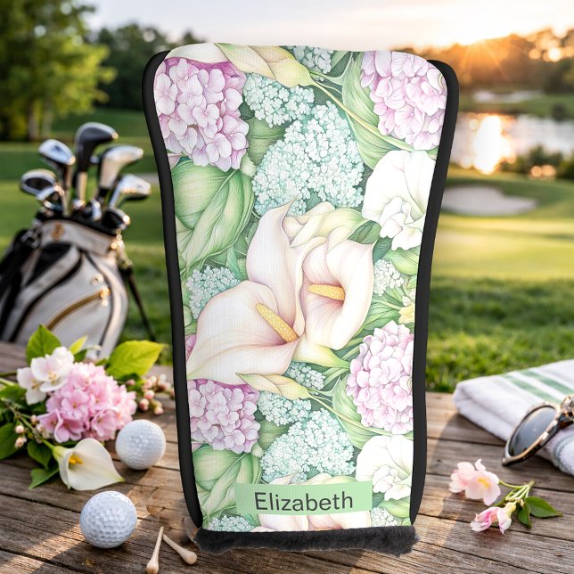 Pretty Pastel Calla Lily Personalised Golf Head Cover (Creator Uploaded)