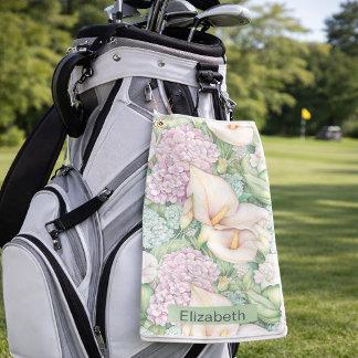 Pretty Pastel Calla Lily Personalised Golf Towel