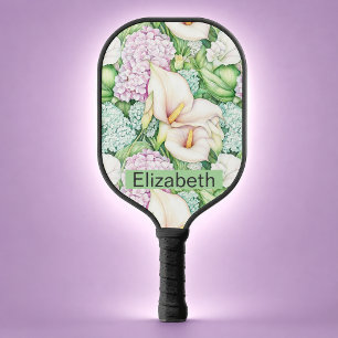 Pretty Pastel Calla Lily Personalised Pickleball Paddle