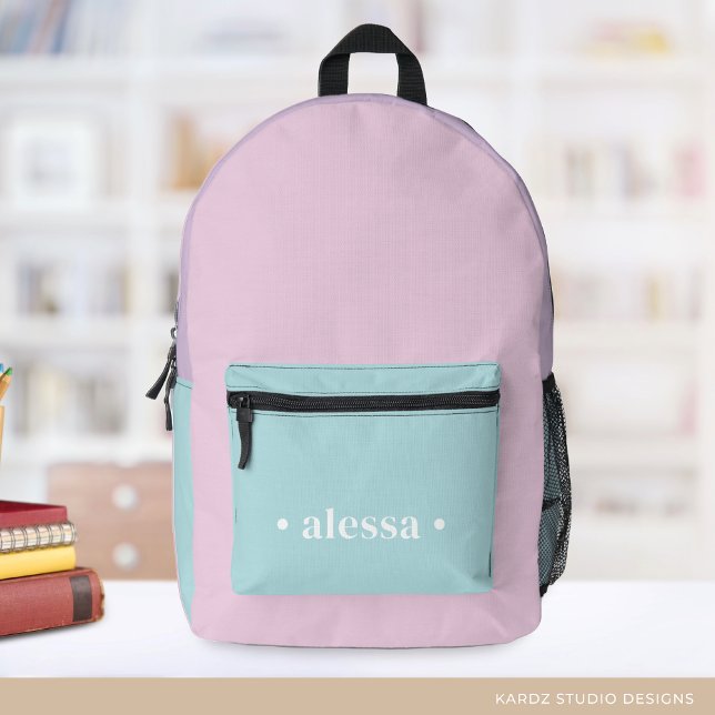 Pretty Pastel Colour Personalised Girls School Printed Backpack (Creator Uploaded)
