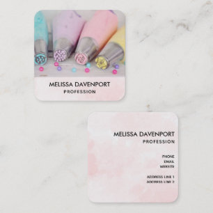 Pretty Pastel Coloured Cake Decorating Tools Square Business Card