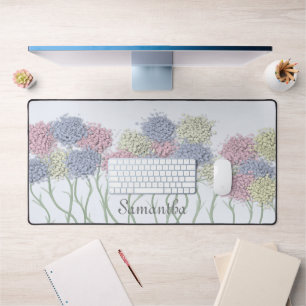 Pretty Pastel Coloured Flowers Desk Mat