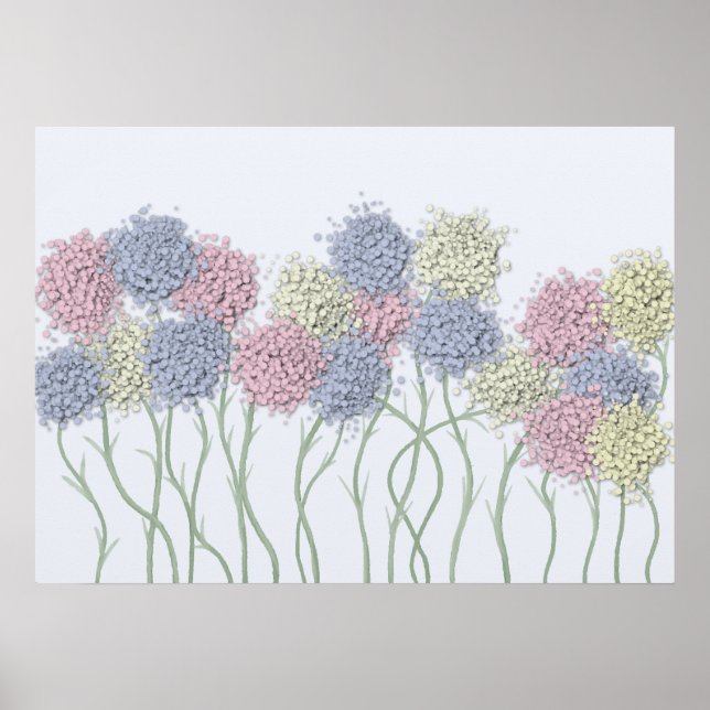 Pretty Pastel Coloured Flowers Poster (Front)