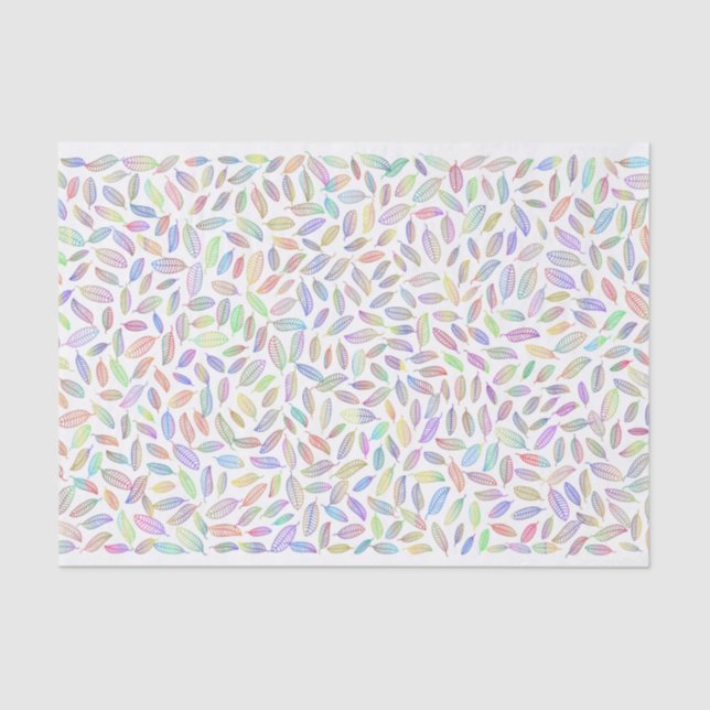 Pretty Pastel Coloured Leaf Skeleton Pattern Tissue Paper (Front)