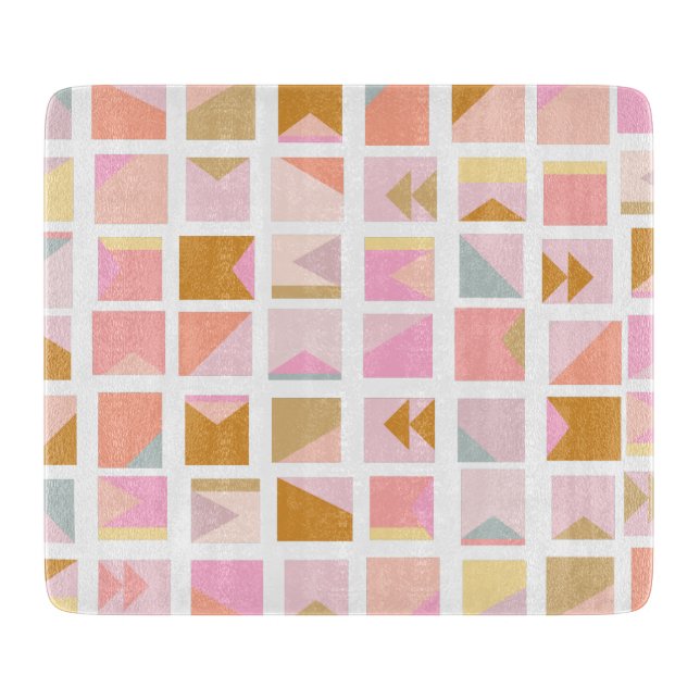 Pretty Pastel Colours Modern Geometric Design Cutting Board (Front)