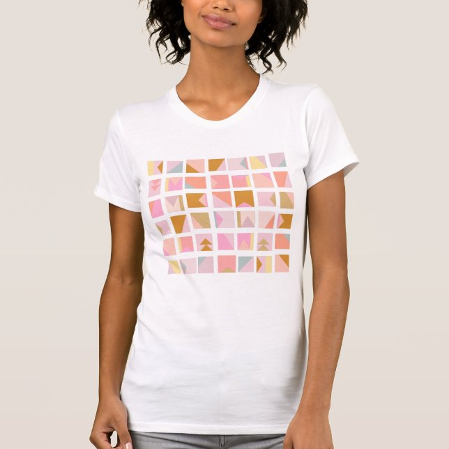 Pretty Pastel Colours Modern Geometric Design T-Shirt (Front)