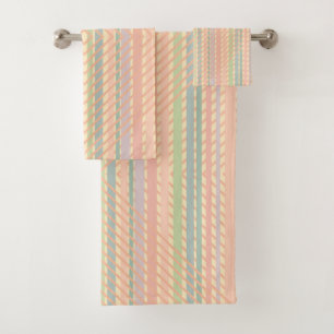 Pretty Pastel Diamond Pattern  Bath Towel Set