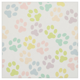 Pretty Pastel Doggy Paw Prints Pattern Fabric