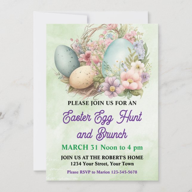 Pretty Pastel Easter Egg Hunt Invitation (Front)