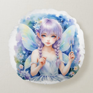 Pretty Pastel Fairy Round Cushion