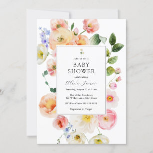 Pretty Pastel Floral Baby Shower Invitation