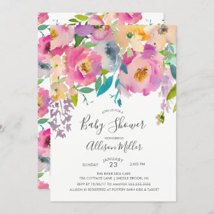 Pretty Pastel Floral Baby Shower Invitation