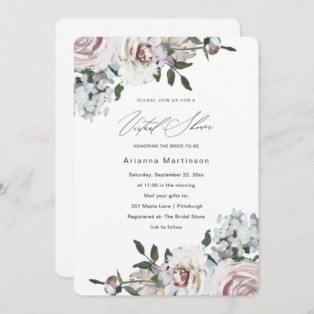 Pretty Pastel Floral Bridal Shower Invitation (Front/Back)