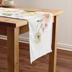Pretty Pastel Floral Mother's Day Brunch Short Table Runner