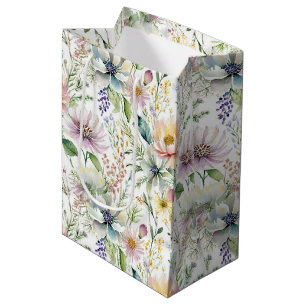 Pretty pastel floral pattern medium gift bag