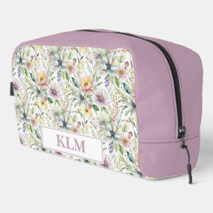 Pretty pastel floral pattern monogram dopp kit