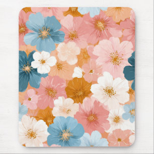 Pretty Pastel Floral Pattern Mouse Pad