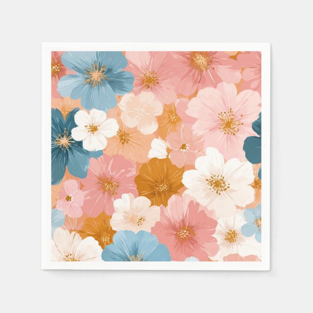 Pretty Pastel Floral Pattern Napkin (Front)