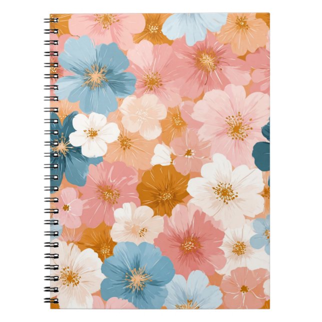 Pretty Pastel Floral Pattern Notebook (Front)