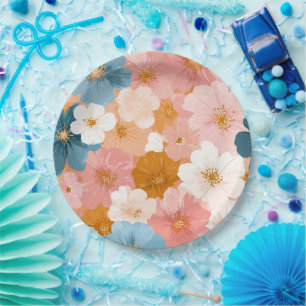 Pretty Pastel Floral Pattern Paper Plate