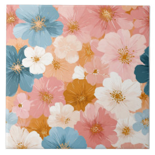 Pretty Pastel Floral Pattern Tile