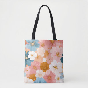 Pretty Pastel Floral Pattern Tote Bag