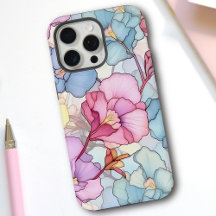 Pretty Pastel Floral Stained Glass Pink & Blue