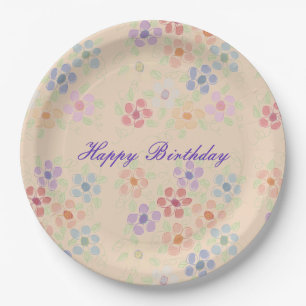 Pretty Pastel Flowered Paper Birthday Plates