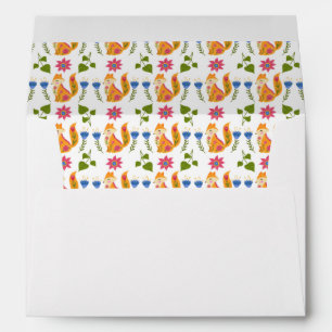 Pretty Pastel Foxy Floral Pattern Envelope
