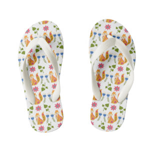 Pretty Pastel Foxy Floral Pattern Kid's Jandals
