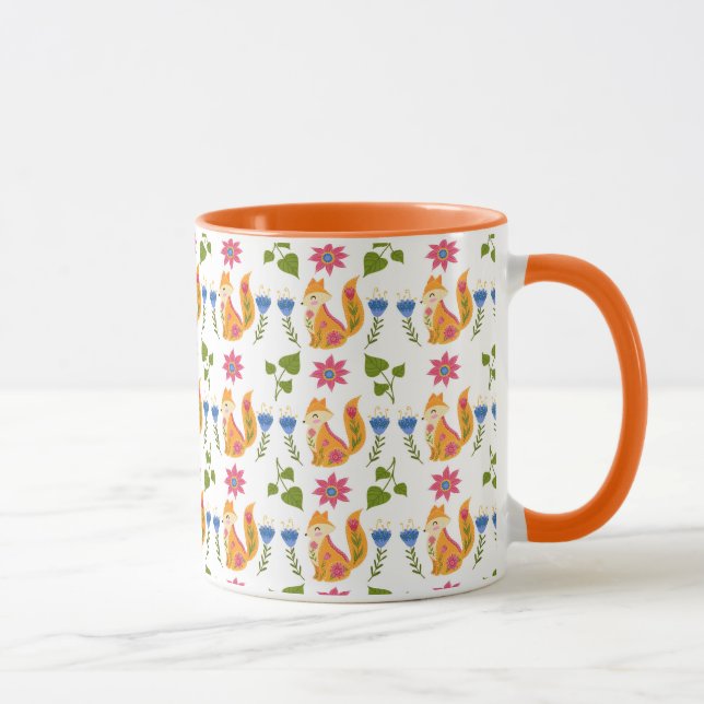 Pretty Pastel Foxy Floral Pattern Mug (Right)