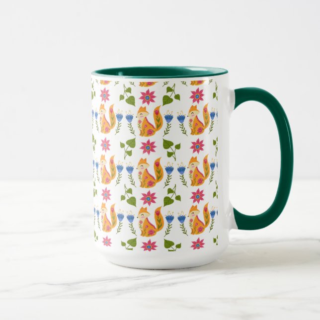 Pretty Pastel Foxy Floral Pattern Mug (Right)