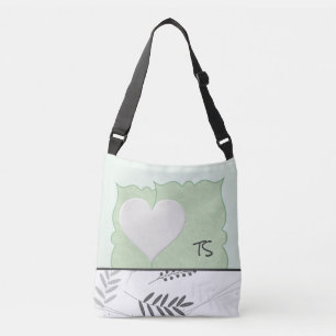 Pretty Pastel Green Personalised Tote Bag w/Heart