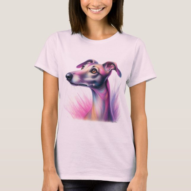 Pretty Pastel  Greyhound Dog T-Shirt (Front)