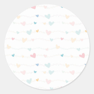 Pretty Pastel Hearts Classic Round Sticker