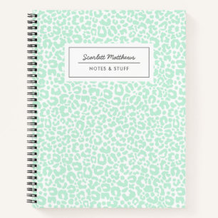 Pretty Pastel Leopard Print Pattern Mint Notebook