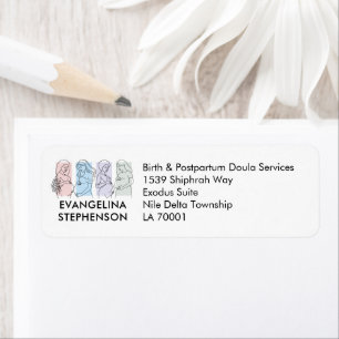 Pretty Pastel Line Art DOULA Return Address