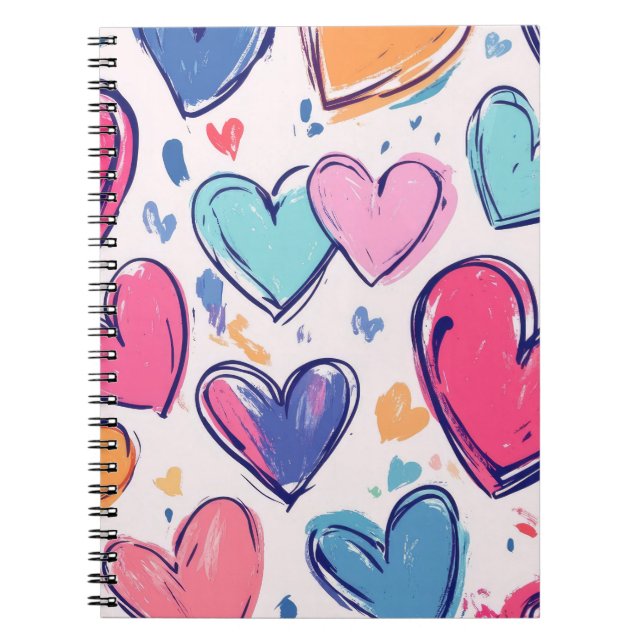 Pretty Pastel Love Hearts Valentines Notebook (Front)