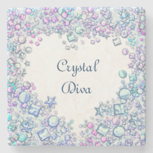 Pretty pastel luxury gemstone crystal diva stone coaster