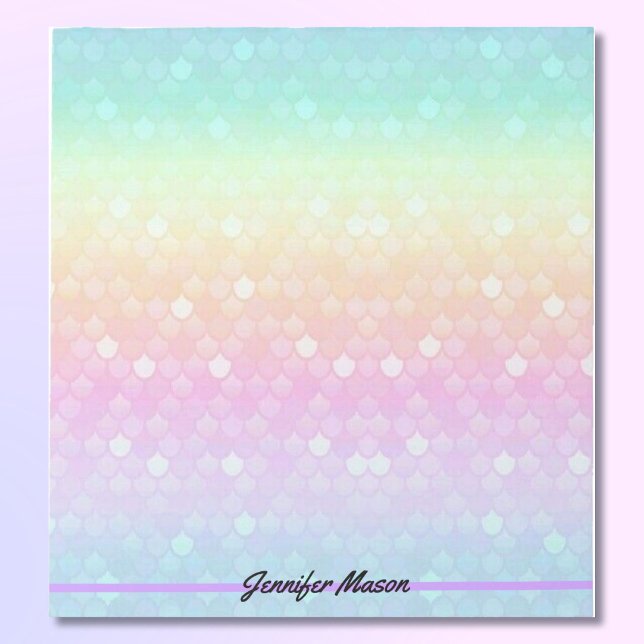 Pretty Pastel Mermaid Personal Note Pad Add Name (Creator Uploaded)