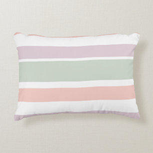 Pretty pastel pattern pink green violet stripes decorative cushion
