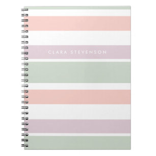 Pretty pastel pattern pink green violet stripes notebook