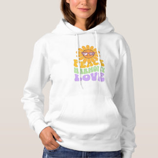 Pretty pastel peace flower print hoodie