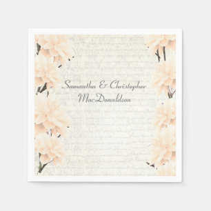 Pretty pastel peach floral country wedding napkin