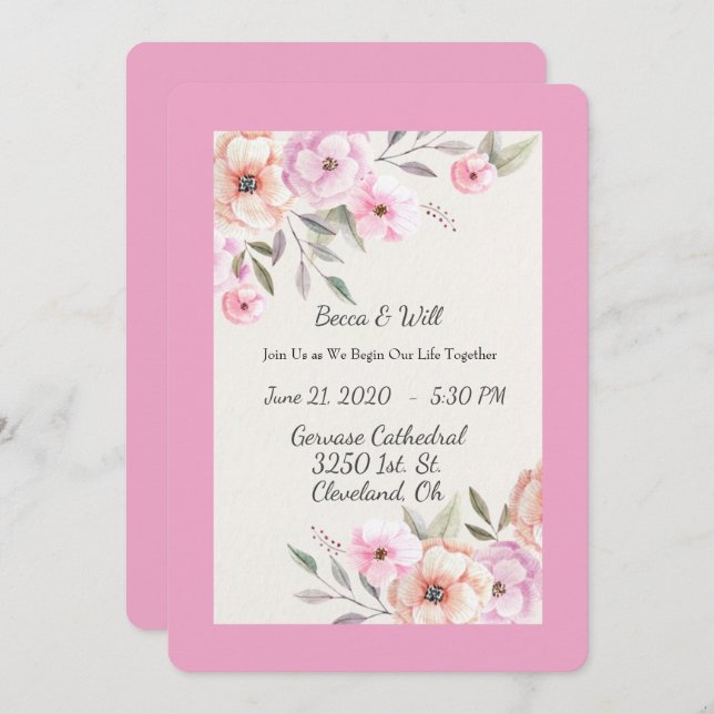 Pretty Pastel Petals Invitation (Front/Back)
